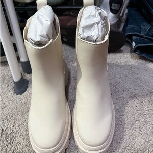 Cream Ankle Boots